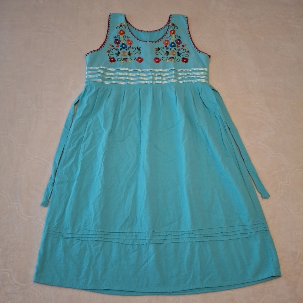 Embroidered Blue Kids Dress